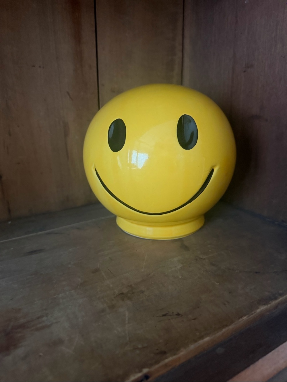 Vintage McCoy Bright Yellow Smiley Bank